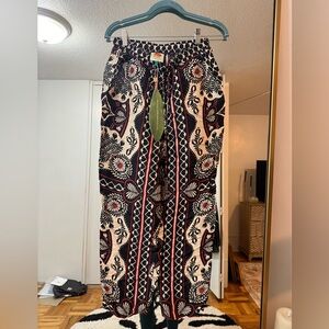 FARM Rio Black and Red Wide Leg Pants